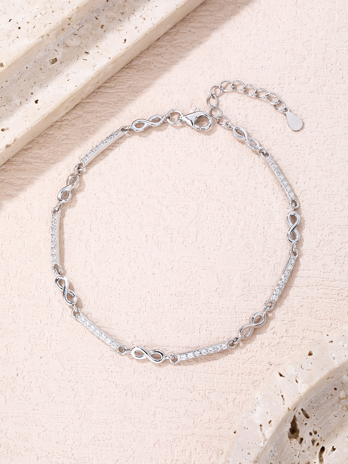 AG 925er Silber-Armband mit Zirkonia-Steinen und Rhodiumbeschichtung 4