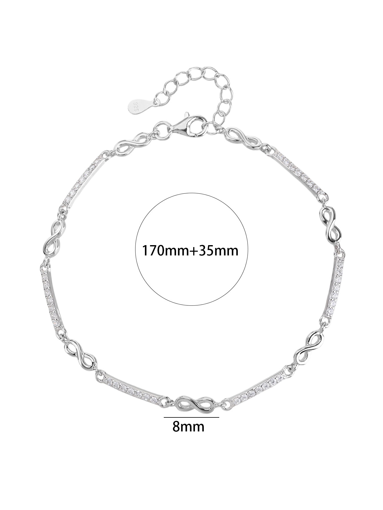AG 925er Silber-Armband mit Zirkonia-Steinen und Rhodiumbeschichtung 5
