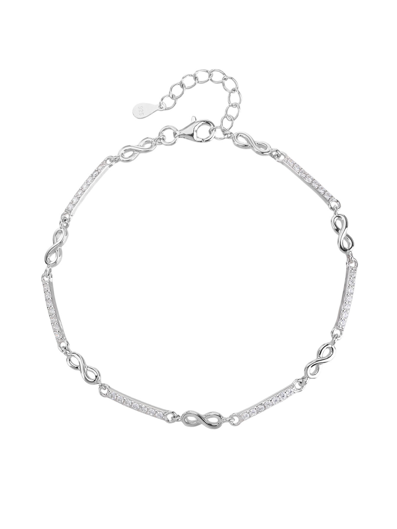 AG 925er Silber-Armband in Endlosform mit Zirkonia, rhodiniert