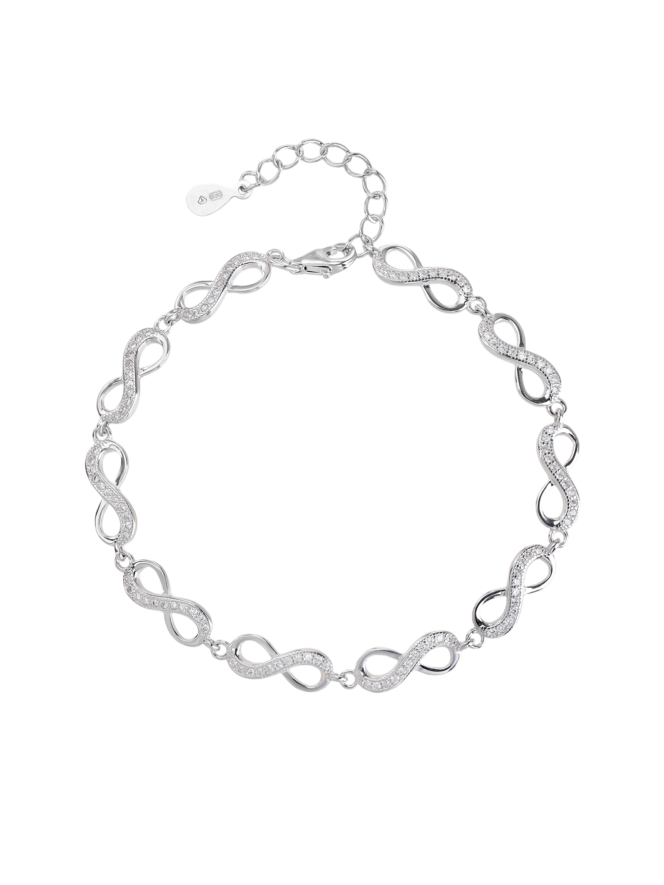 AG 925 silver infinity-pattern bracelet with rhodium plating