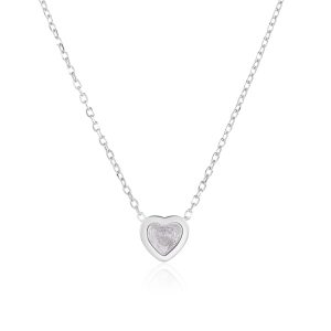 Silver heart-shaped zirconia necklace with rhodium plating
